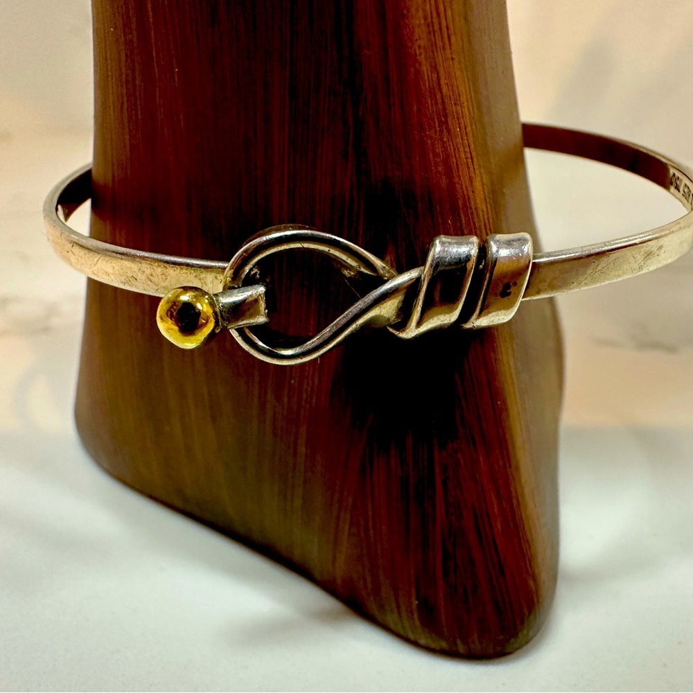 Tiffany & Co. 18k Gold & Sterling Silver Love Knot Hook Eye Bangle / Bracelet